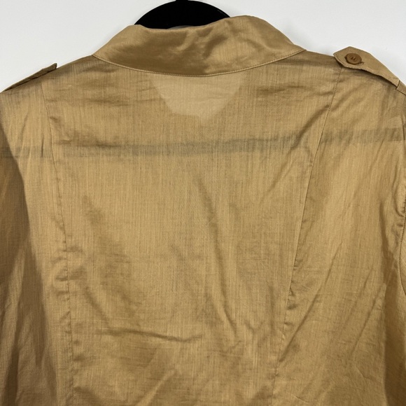 Luisa Cerano Tan Button Down Shirt Size 14 Utility Cotton Blouse Workwear - Picture 8 of 16